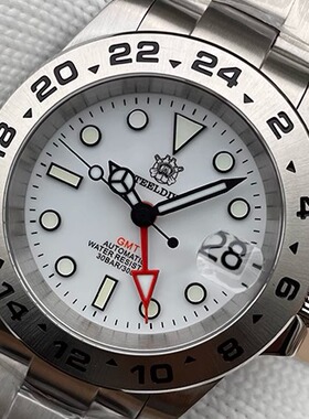 新款GMT双时区显示不锈钢男手表NH34A自动机械机芯格林威治24小时