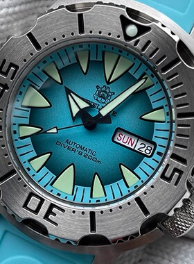 200M防水精钢手表男红牙海怪水鬼夜光全自动机械表时尚运动潜水表