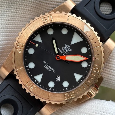 STEELDIVE钢潜定制2000M专业潜水大表盘水鬼机械夜光运动复古男表