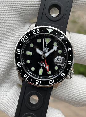 新款NH34机芯手表男黑水鬼GMT两地时24H五排链潜水防水运动机械表