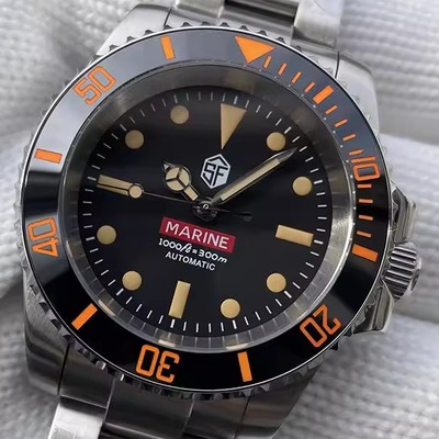 STEELDIVE钢潜定制复古夜光手表