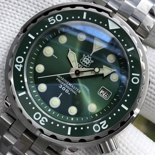 钢潜罐头精钢手表男机械绿潜水表