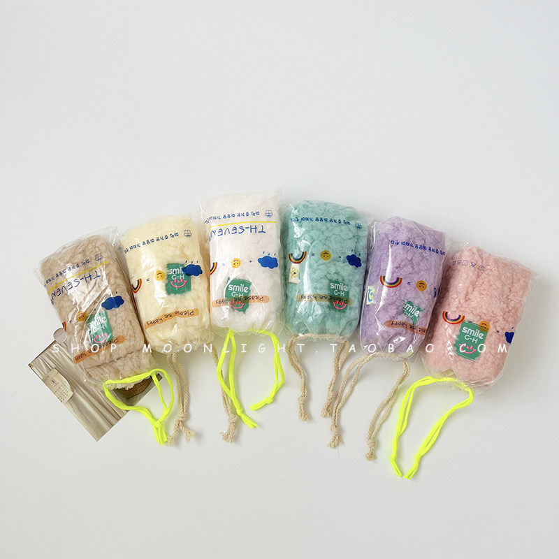 한국 라벨 어린이 스카프 양고기 플러시 가을과 겨울  ??남성과 여성  를위한 따뜻하고 두꺼운 크로스 스카프