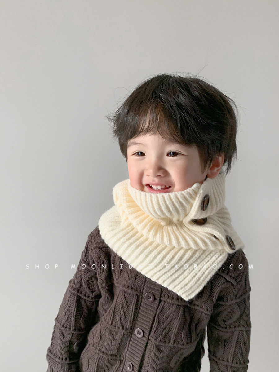 부모-자식 스타일 한국식 단추 어린이 스카프 옷깃 니트 가을 겨울 방풍 및 남성과 여성을위한 따뜻한  스카프