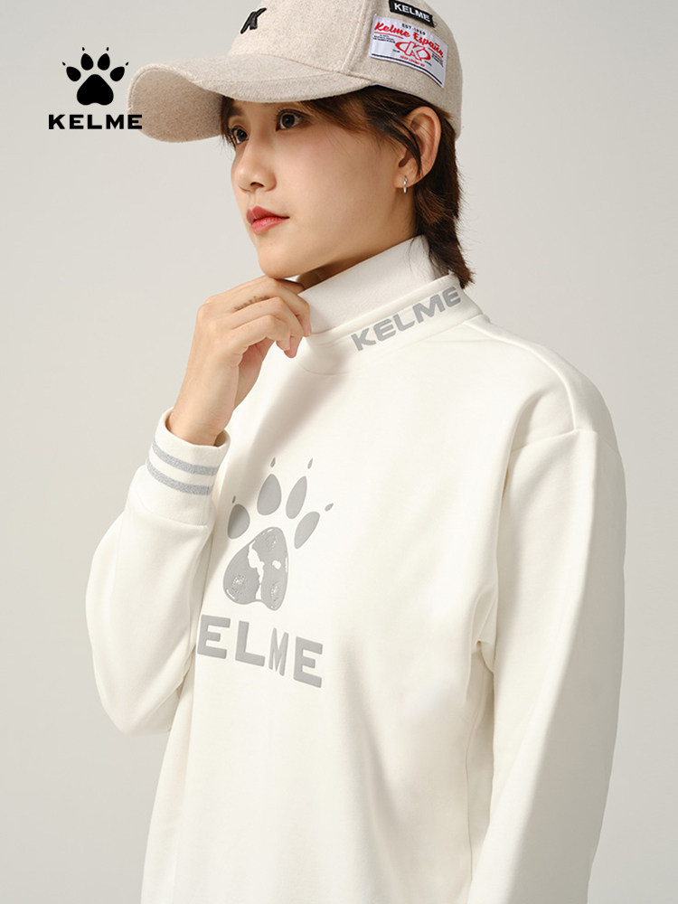 KELME 가을 겨울 터틀넥 스웨터 여성 레터 패션 캐주얼 풀오버 따뜻한 플러스 벨벳 두꺼운 스웨터 트렌디 인