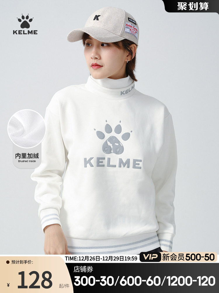KELME 가을 겨울 터틀넥 스웨터 여성 레터 패션 캐주얼 풀오버 따뜻한 플러스 벨벳 두꺼운 스웨터 트렌디 인