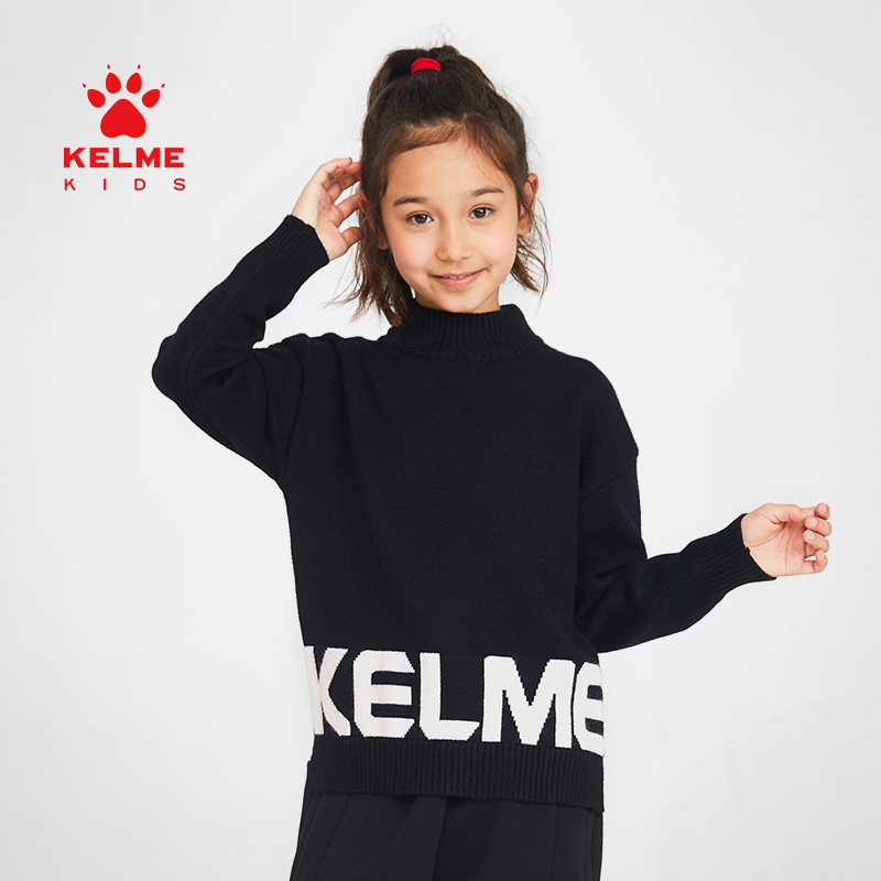 KELME KIDS 아동 의류 소녀 스웨터 풀오버 캐주얼 봄 새 스타일 스웨터 긴팔 바닥 셔츠