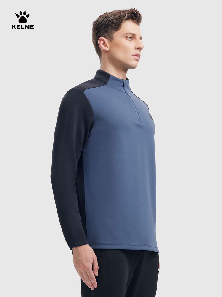 KELME 러닝 스웨트 셔츠 남성용 2024 가을 축구 훈련 풀오버 스포츠 하프 지퍼 긴팔 탑