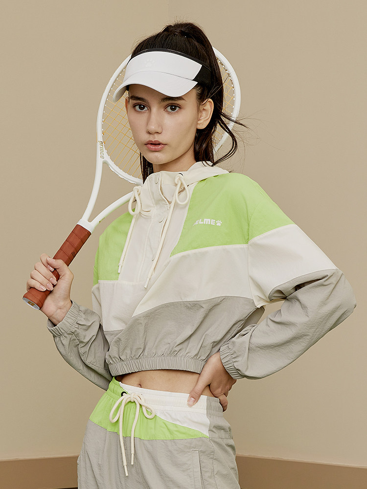 KELME 짠 재킷 여성 2024 가을 겨울 새로운 반 오픈 후드 탄성 스포츠 짧은 탑