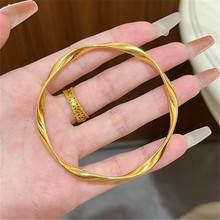 古法传承金包银莫比乌斯环手镯女波浪素圈实心镯子手环送女友礼物