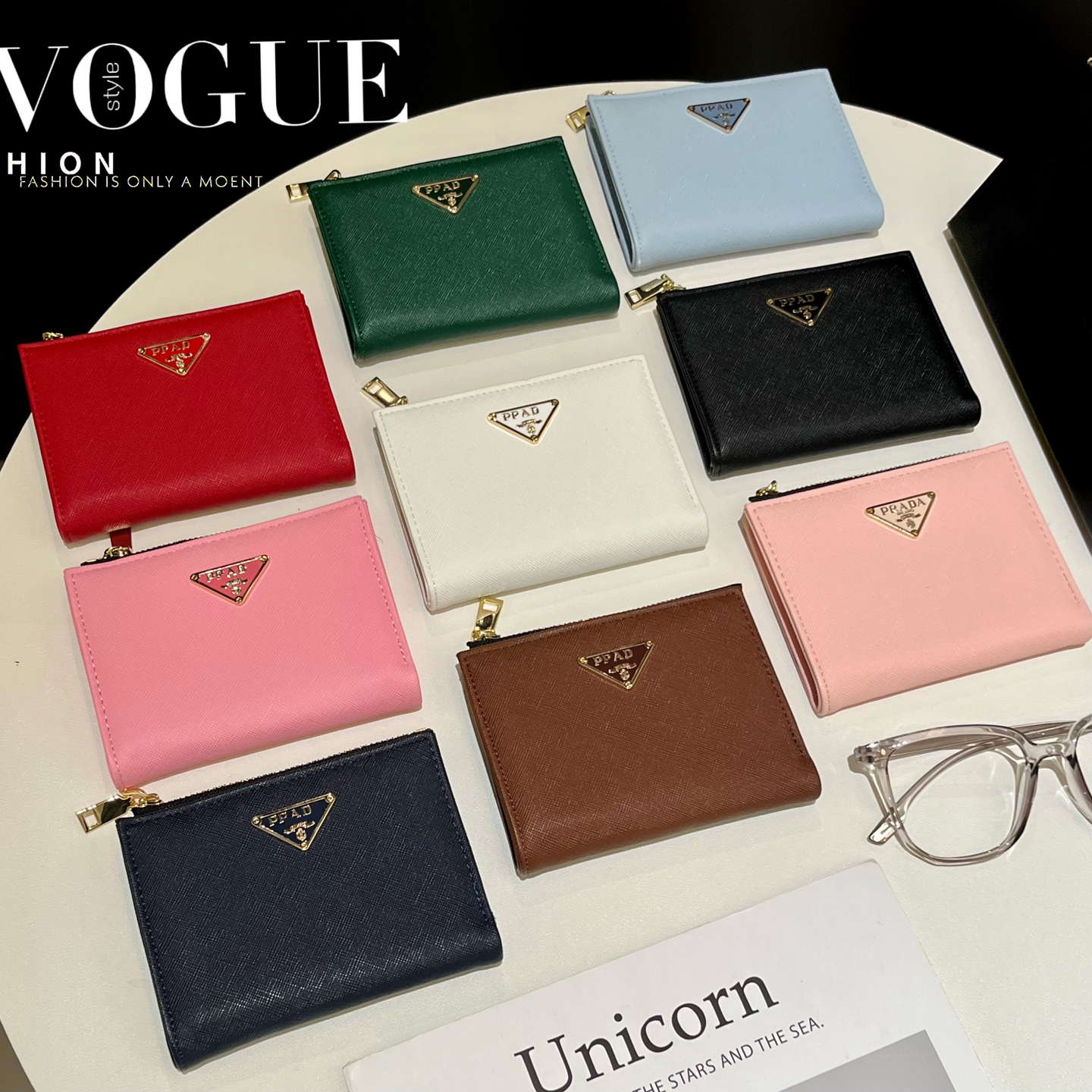 潮牌十字纹皮质便携零钱证件收纳