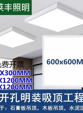 明装平板灯600x600水泥吸顶免开孔吊装20X30X60X120面板灯工程灯