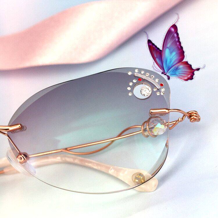 潮流汇配近视成品钻石切边眼镜框架镶吊钻女防蓝光大脸无框眼镜