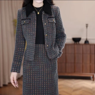 套装 已出货 雪尔绒外套两件套拼接连衣裙显瘦大码 新款 2025冬季