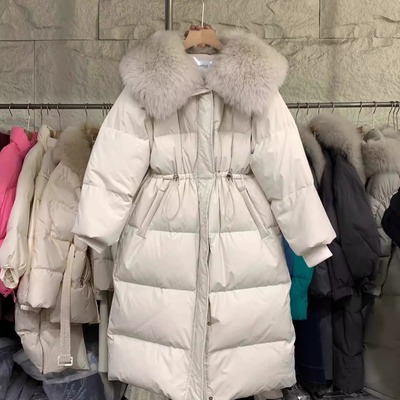 韩国狐狸毛羽绒棉服女中长款2025冬季新款收腰显瘦过膝加厚外套