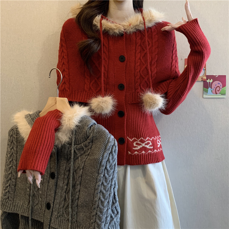 过年红色假两件连帽斗篷毛衣外套女秋冬大码胖mm加厚针织开衫上衣,女装/女士精品,大码内搭,淘宝优惠券,粉丝福利购,淘宝优惠卷