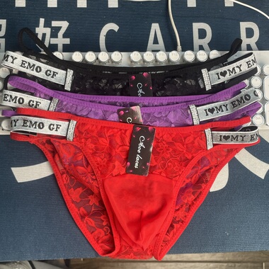 新款男士内裤性感透明蕾丝丁字裤男款透气低腰三角裤头男式内裤男