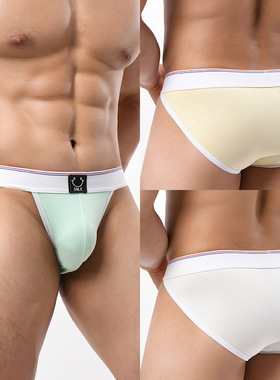 内裤男士纯棉透气高叉三角裤青年男生纯色简约个性大码运动短裤头