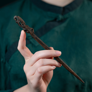 天然沉水达拉干沉香手工雕刻梅花发簪女生发饰沉香木簪子古风发钗