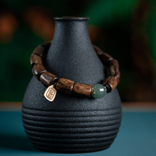 高端沉水级越南惠安沉香手串白玉木质手链女男款保真老料随形桶珠