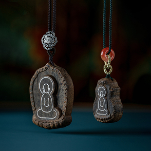 越南芽庄白奇楠沉香项链吊坠镶嵌无相佛挂件香木饰品本命年礼物女