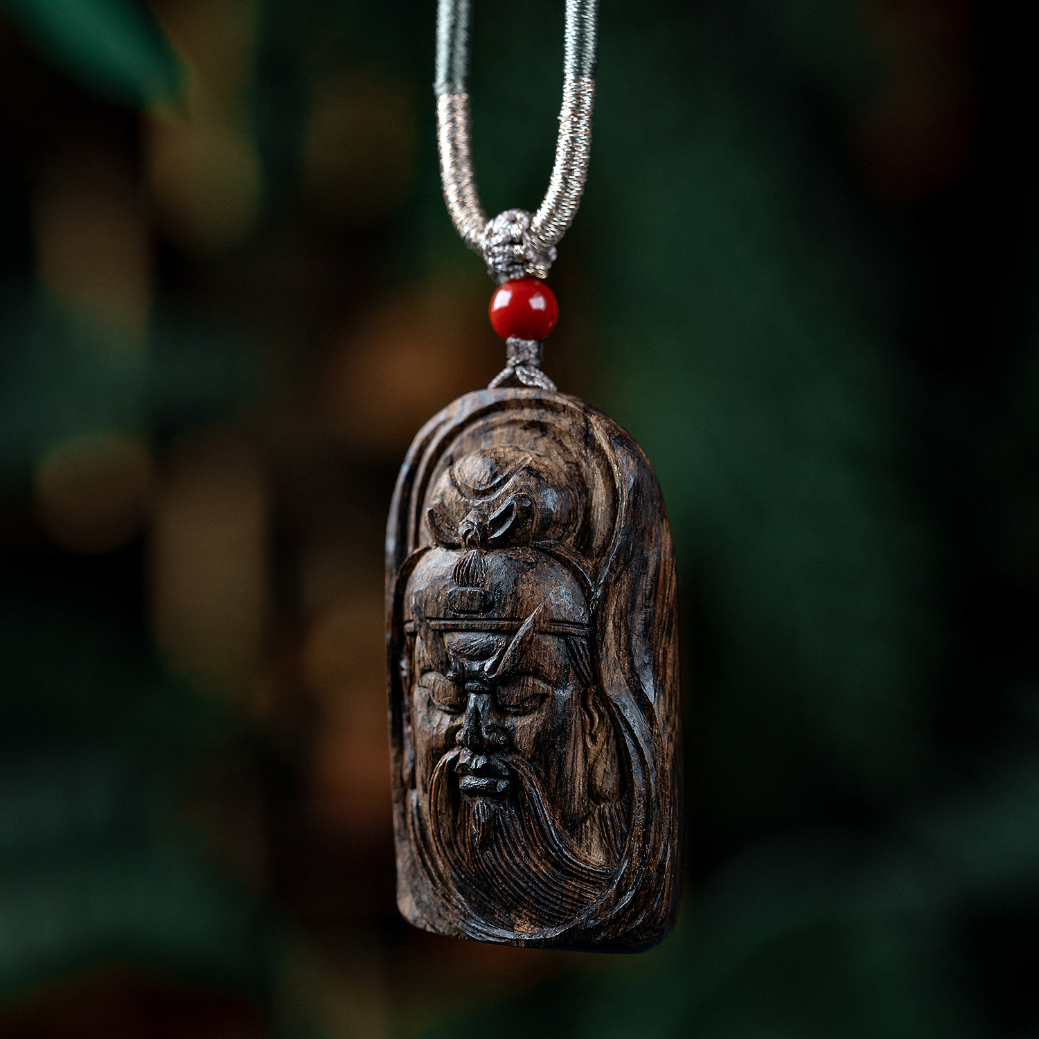 天然老文莱沉香挂件沉水级手工雕刻关公木挂坠保真男女款安神吊坠