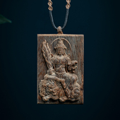 沉水越南芽庄黄奇楠沉香文殊菩萨吊坠生肖兔守护神挂件女男款 保真