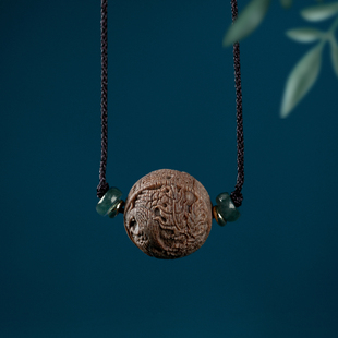 真品老料越南芽庄奇楠沉香雕刻龙凤呈祥项链吊坠中国风小众挂饰女