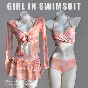 比基尼泳衣女保守微胖女生钢托聚拢泡温泉海边度假拍照好看 泳装