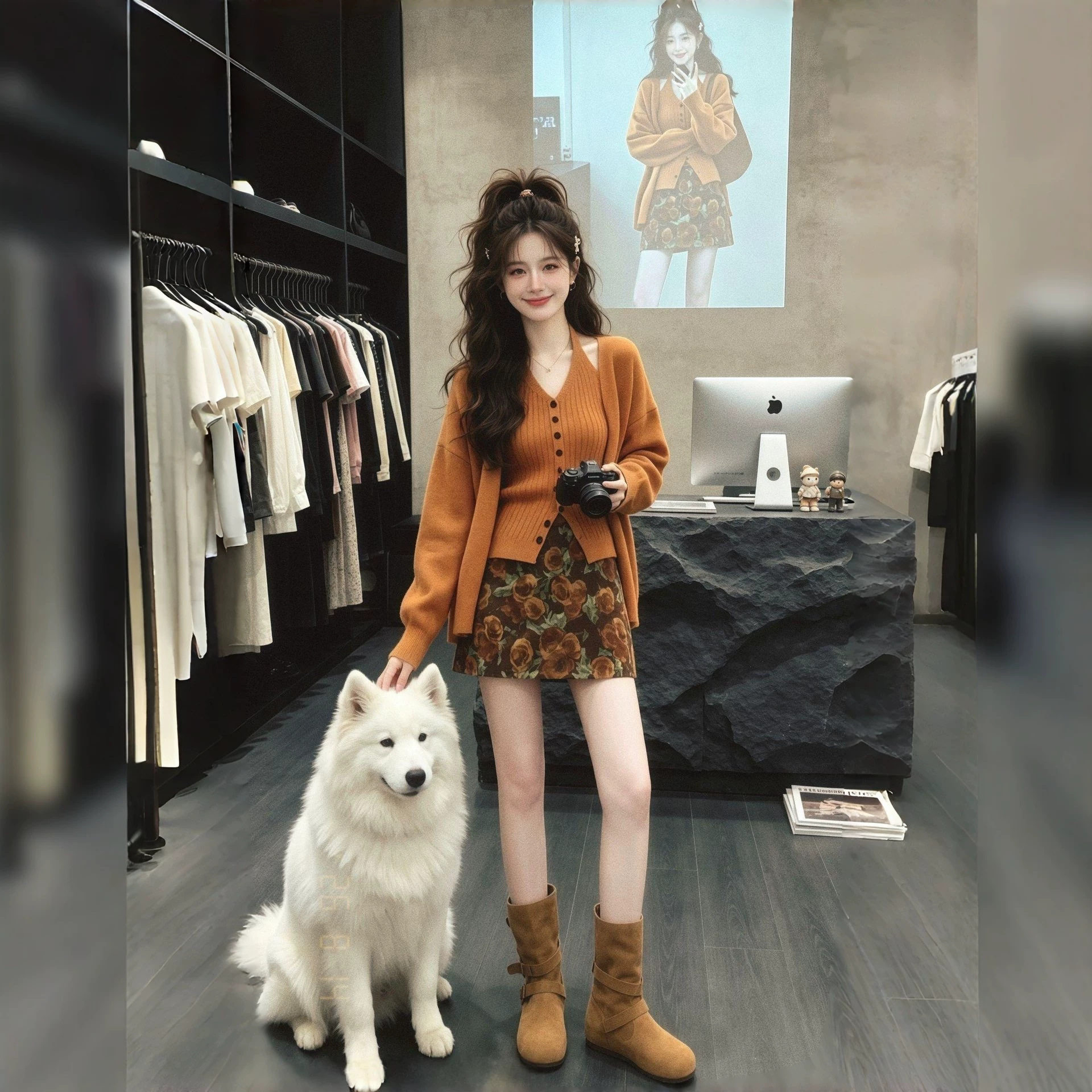 时尚挂脖吊带背心百搭针织外套修身半身裙两件套装女秋季女装