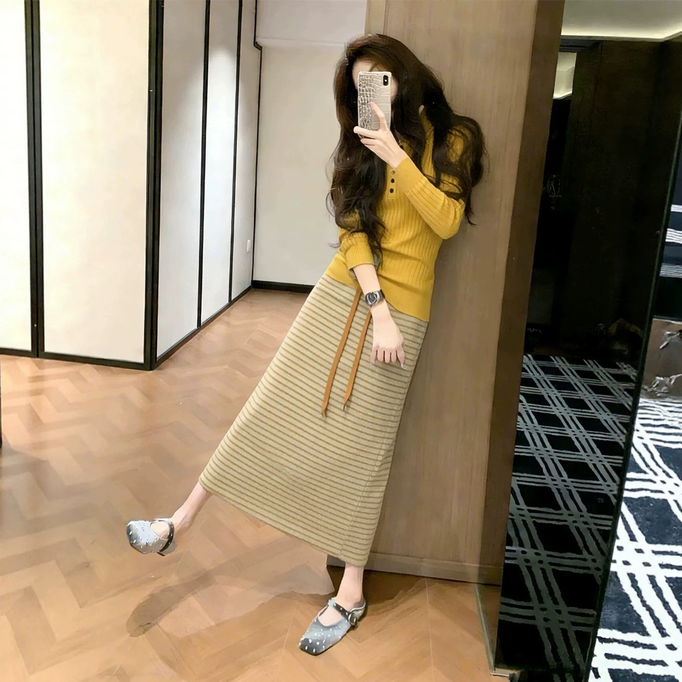 女装搭配一整套温柔风针织上衣半身裙套装2026两件套秋季穿搭女