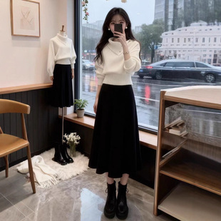 2025韩系一整套深冬穿搭高级感洋气小个子白色针织衫两件套装裙女