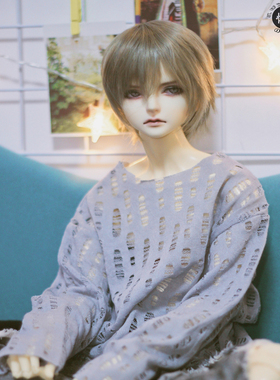 BJD娃衣人偶娃娃sd17 3 4分衣服大叔男娃破洞白色帅气长袖 白黑杏