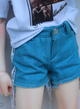 BJD裤子sd人偶3 4 6分叔男修身简约帅气短裤娃衣蓝色易搭牛仔裤