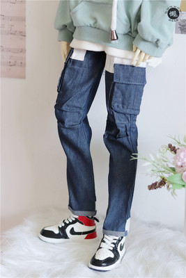 taobao agent Bjd pants SD doll 3 -point uncle Popo68 Zhuang Uncle Men's Simple and Handling Trigema Blue casual pants