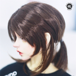 懒娃bjd假发346分SD巨婴龙魂叔 ID75 Popo68 狼尾长辫子假毛胚 黑