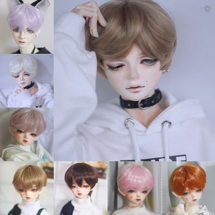 懒娃小铺bjd假发6 4 3分大叔sd人偶男娃日常服帖短头发-正太毛-棕