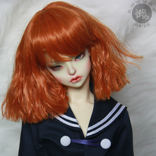 bjd娃娃sd人偶43分妹头假发齐肩波波头高温丝头发 卷毛 橙粉黑棕