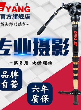 捷洋JY0506独脚架 摄影摄像液压阻尼云台碳钎维单脚架便携微单 适用佳能尼康单反相机 索尼摄像机横竖拍脚架