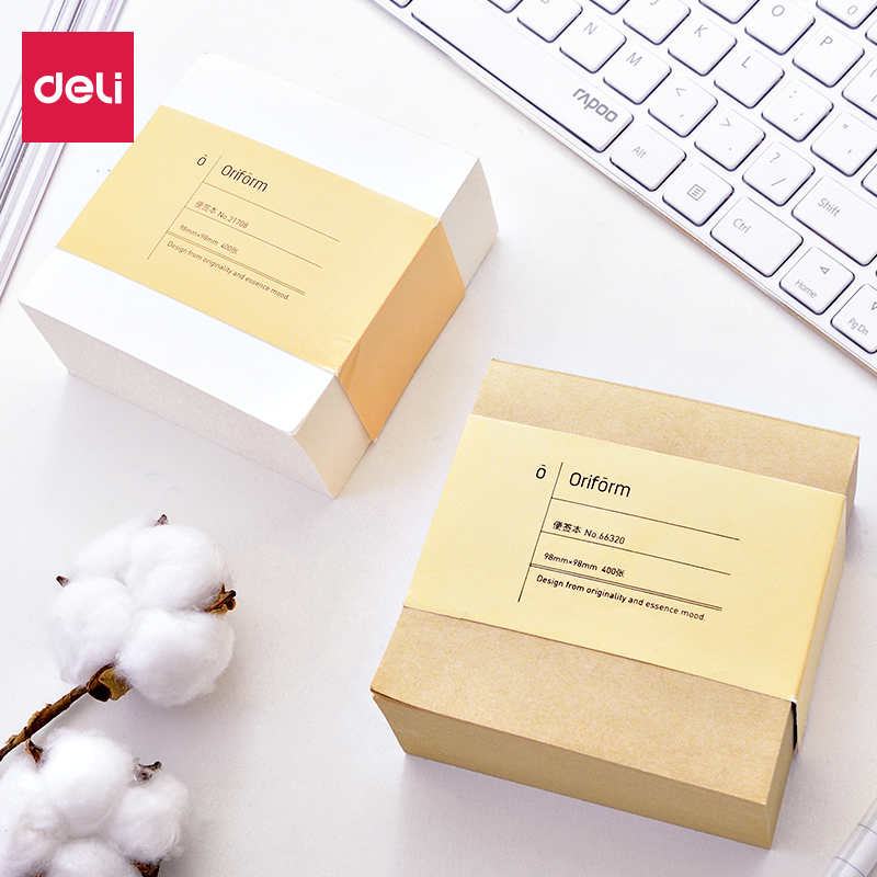 Deli tiện lợi nhãn dán giấy ghi chú sáng tạo thẻ từ đơn giản và dễ thương nhỏ học sinh tươi mới sử dụng miếng ghi chú nhỏ sổ tay nhỏ tiện lợi nhãn dán lớn công suất lớn 400 giấy kraft nhãn dán đồ dùng văn phòng cần thiết may chieu van phong