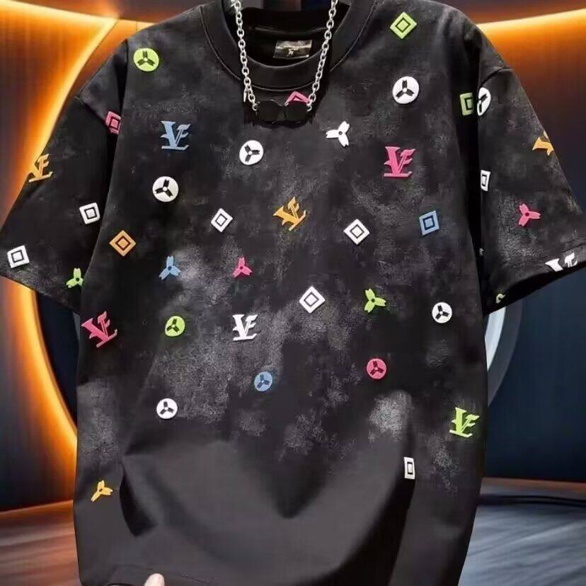 男士时尚高端扎染圆领短袖2026新款夏季潮牌休闲T恤短袖轻奢半袖