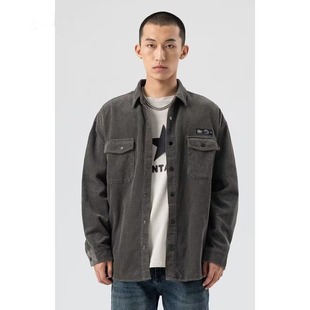 灯芯绒衬衫男春秋季加肥加大衬衣休闲宽松工装男士外套长袖上衣服