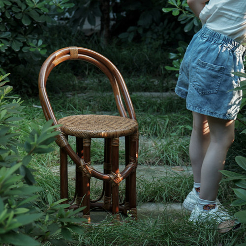 民宿风藤编手提靠背椅　自然气息