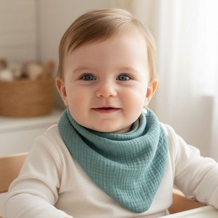 欧美婴儿纯棉三角口水巾新生儿男女宝宝百天防溢奶围嘴0 12个月