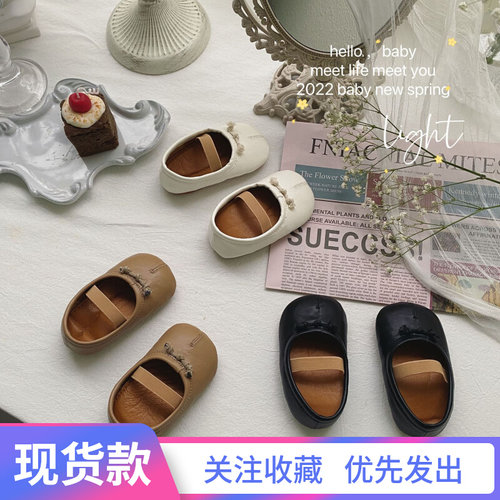 春秋款婴幼童韩国绳结0-1公主小皮鞋女宝宝防滑软底不掉跟步前鞋6