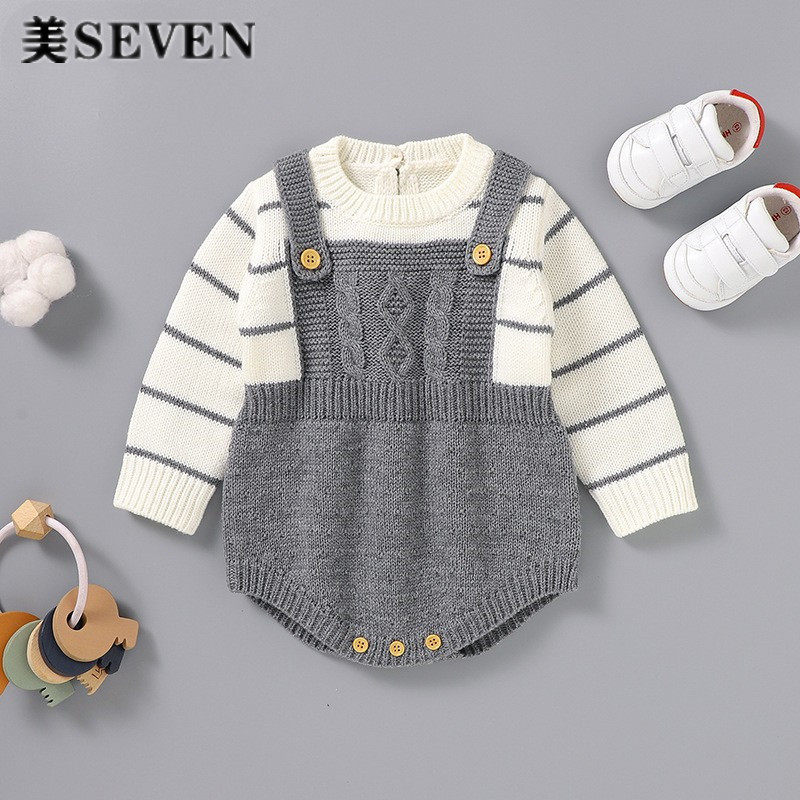 欧美春秋季婴幼儿针织毛衣男女宝宝假两件套连体三角包屁哈衣爬服,童装/婴儿装/亲子装,连身衣/爬服/哈衣,淘宝优惠券,粉丝福利购,淘宝优惠卷