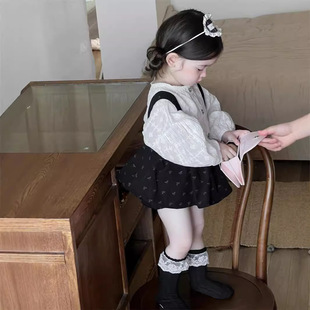 童装 宝宝衣服新款 女童秋季 儿童春季 背带包屁裤 韩版 娃娃衫 套装