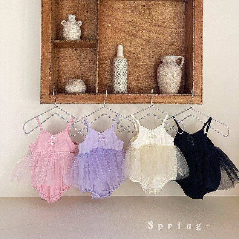 韩版婴儿连体衣女宝宝春夏季彩色网纱吊带公主裙可爱包屁衣0-1岁