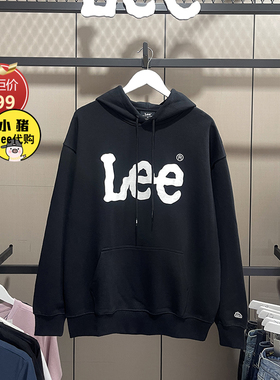 Lee男装袋鼠袋连帽黑色卫衣休闲宽松外套LUT006400203179-A04840