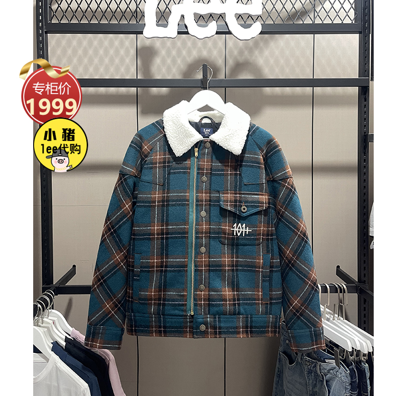 Lee冬季毛领格子羽绒服休闲外套夹克羊毛LMT006324201736-A03037